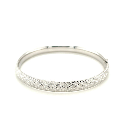 14k white gold carved bangle, 6mm, Avera Group, view 2