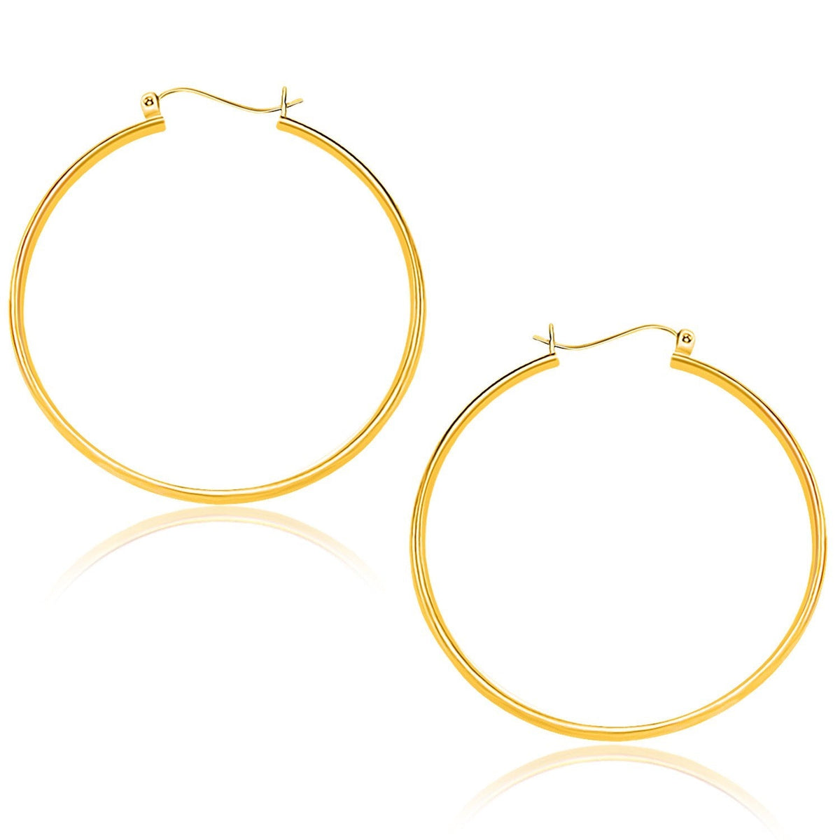 10k Yellow Gold Polished Hoop Earrings (40mm), Avera Group