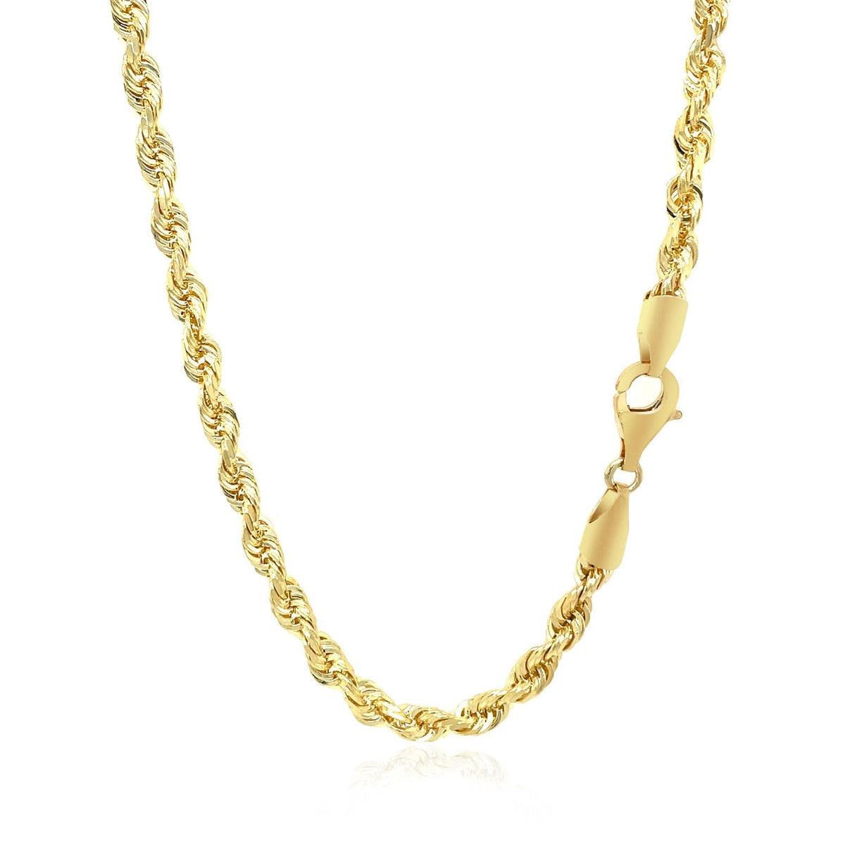 4.0 mm 10k yellow gold solid diamond cut rope chain, Avera Group, view 3
