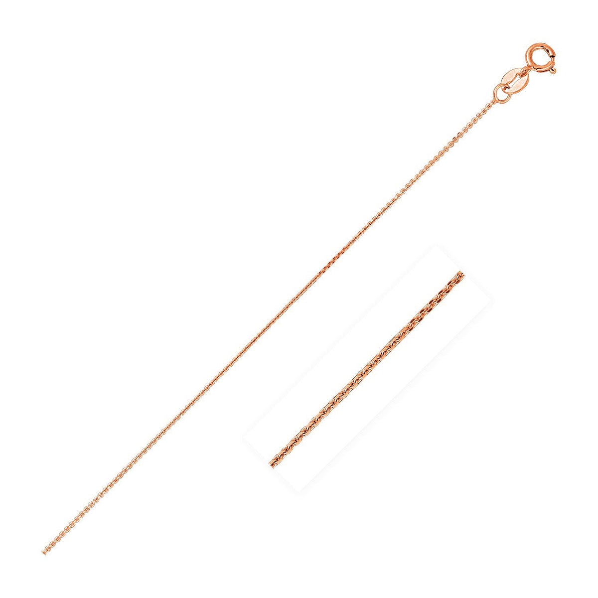 14k pink gold diamond-cut cable link chain, 0.8mm, Avera Group