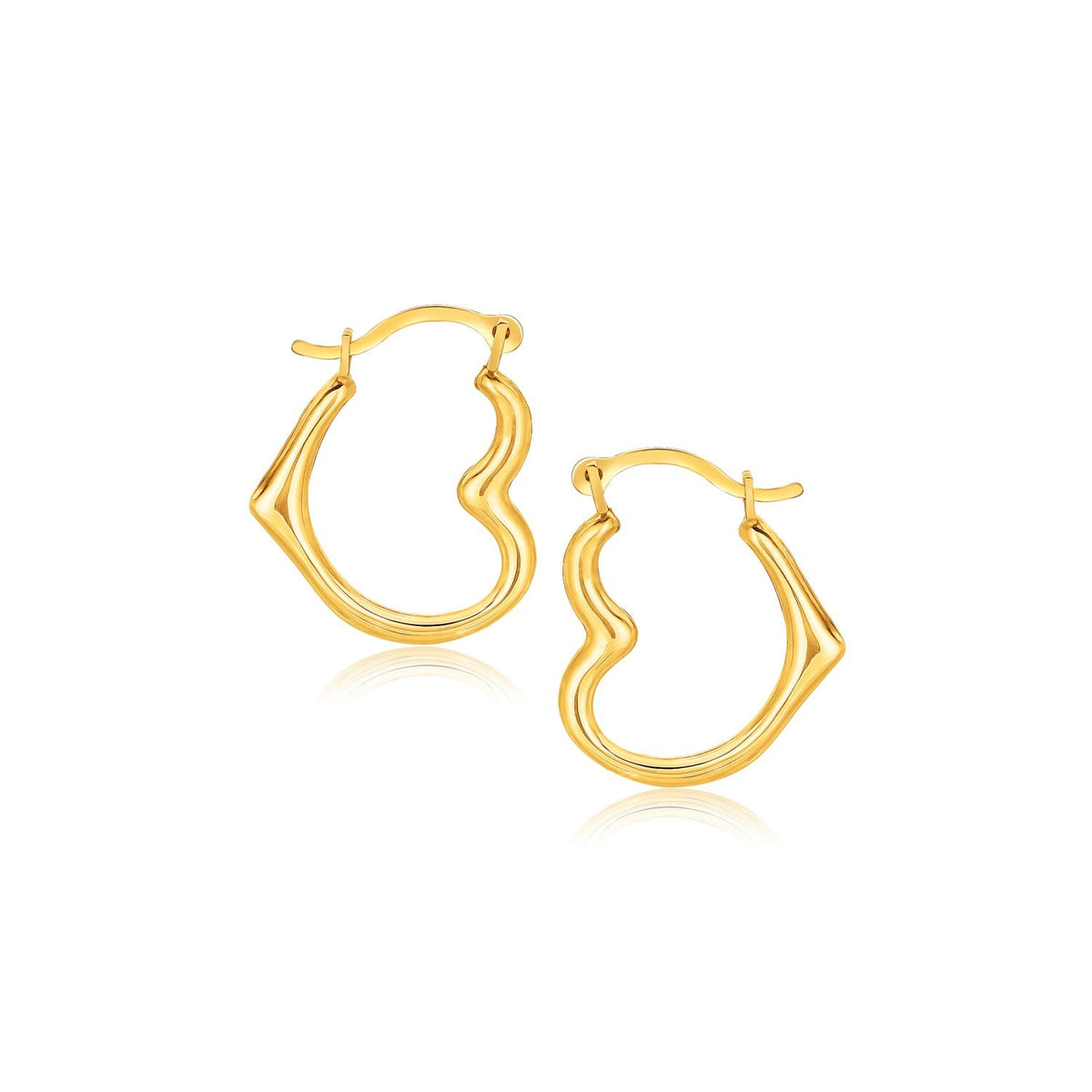 10k Yellow Gold Heart Hoop Earrings, Avera Group