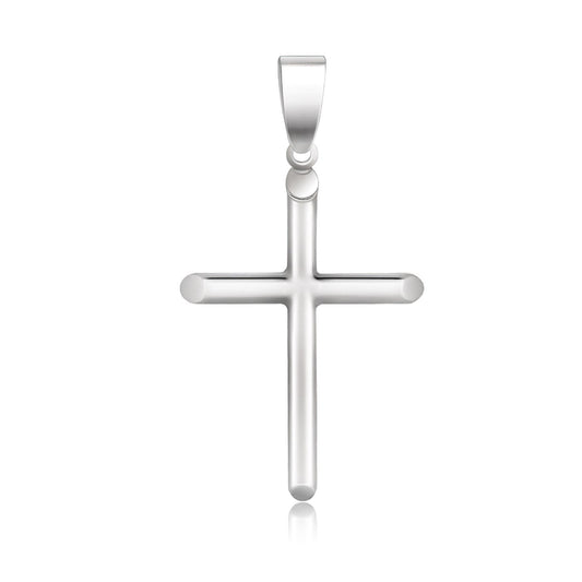 14k white gold tapered cross pendant, 1.38 x 0.75 in, by Avera Group