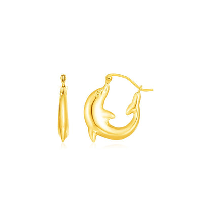 14k yellow gold dolphin hoop earrings, Avera Group
