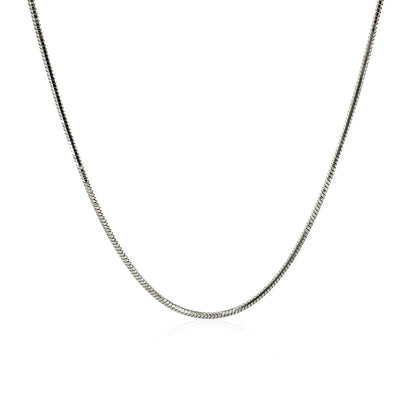 Rhodium Plated Sterling Silver Snake Style Chain (1.20 mm) by Avera Group