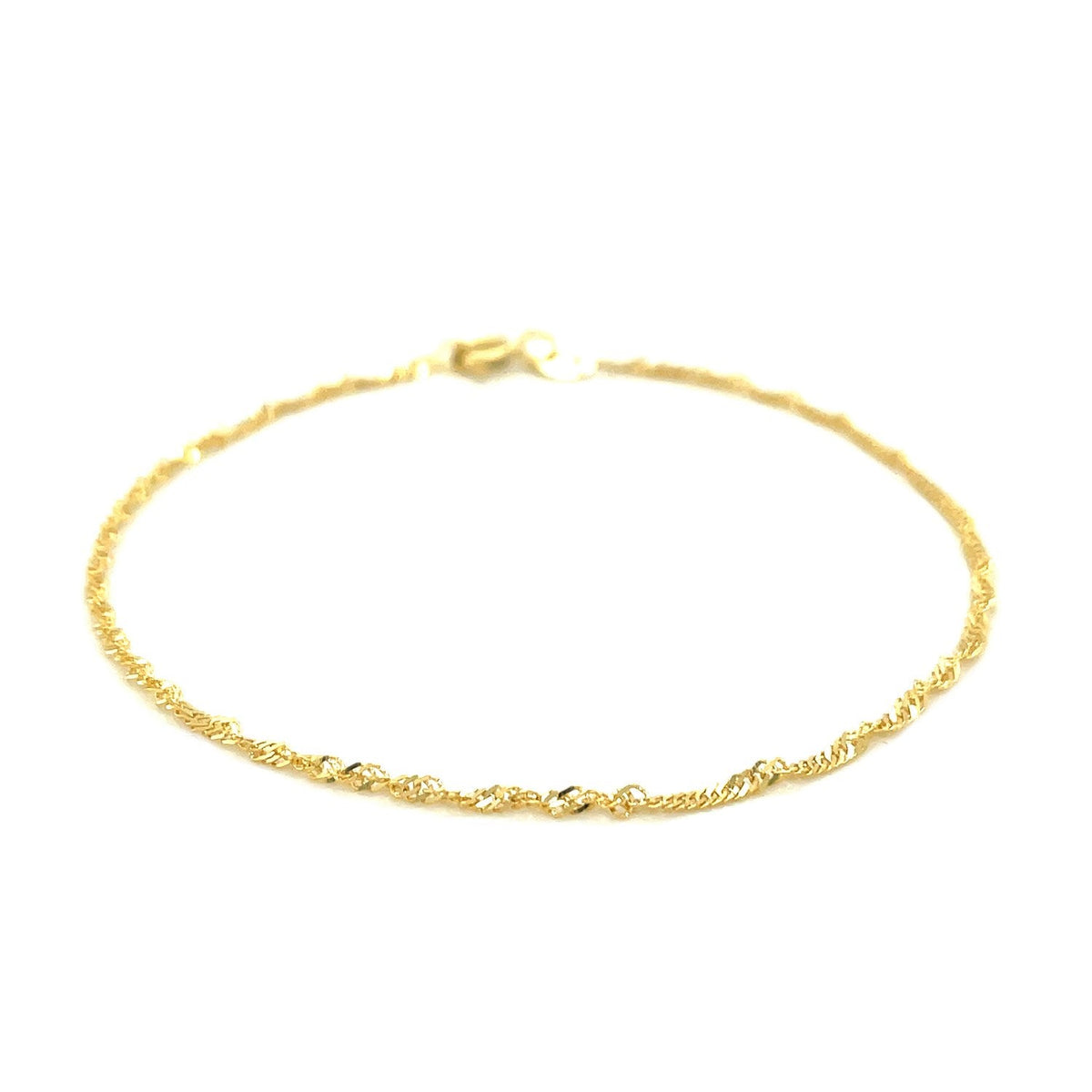 10k Yellow Gold Singapore Anklet 1.5mm, Avera Group, view 2