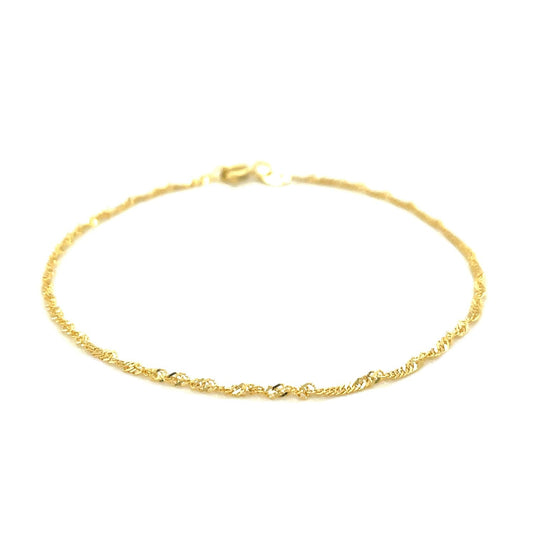 10k Yellow Gold Singapore Anklet 1.5mm, Avera Group, view 2