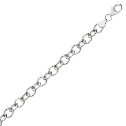 Sterling Silver Rhodium Plated Fancy Charm Bracelet by Avera Group