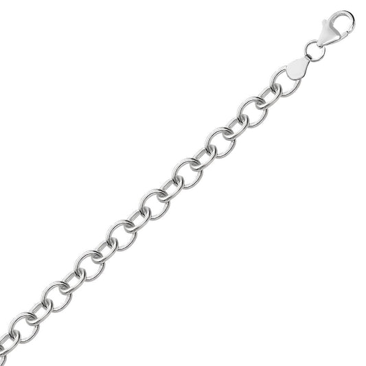 Sterling Silver Rhodium Plated Fancy Charm Bracelet by Avera Group