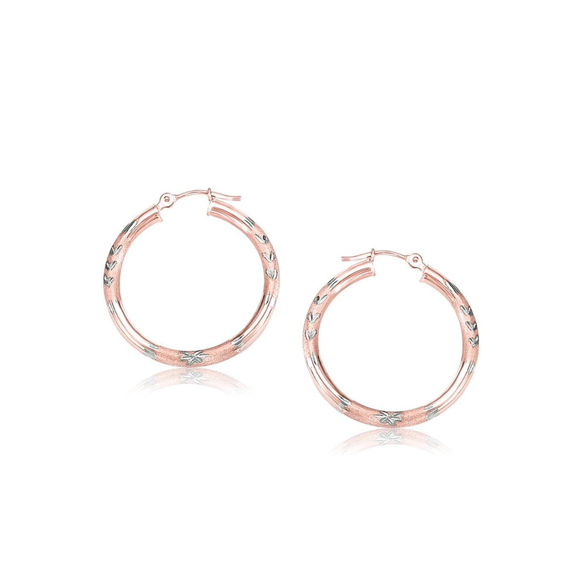14k rose gold fancy diamond-cut hoop earrings, 25mm, Avera Group