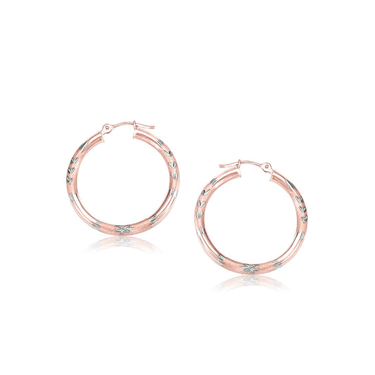 14k rose gold fancy diamond-cut hoop earrings, 25mm, Avera Group