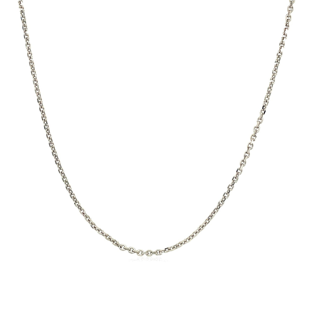 14k white gold adjustable cable chain with heart dangle, 1.10mm, Avera Group, view 2