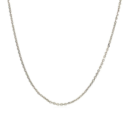 14k white gold adjustable cable chain with heart dangle, 1.10mm, Avera Group, view 2