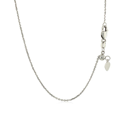14k white gold adjustable cable chain with heart dangle, 1.10mm, Avera Group, view 3