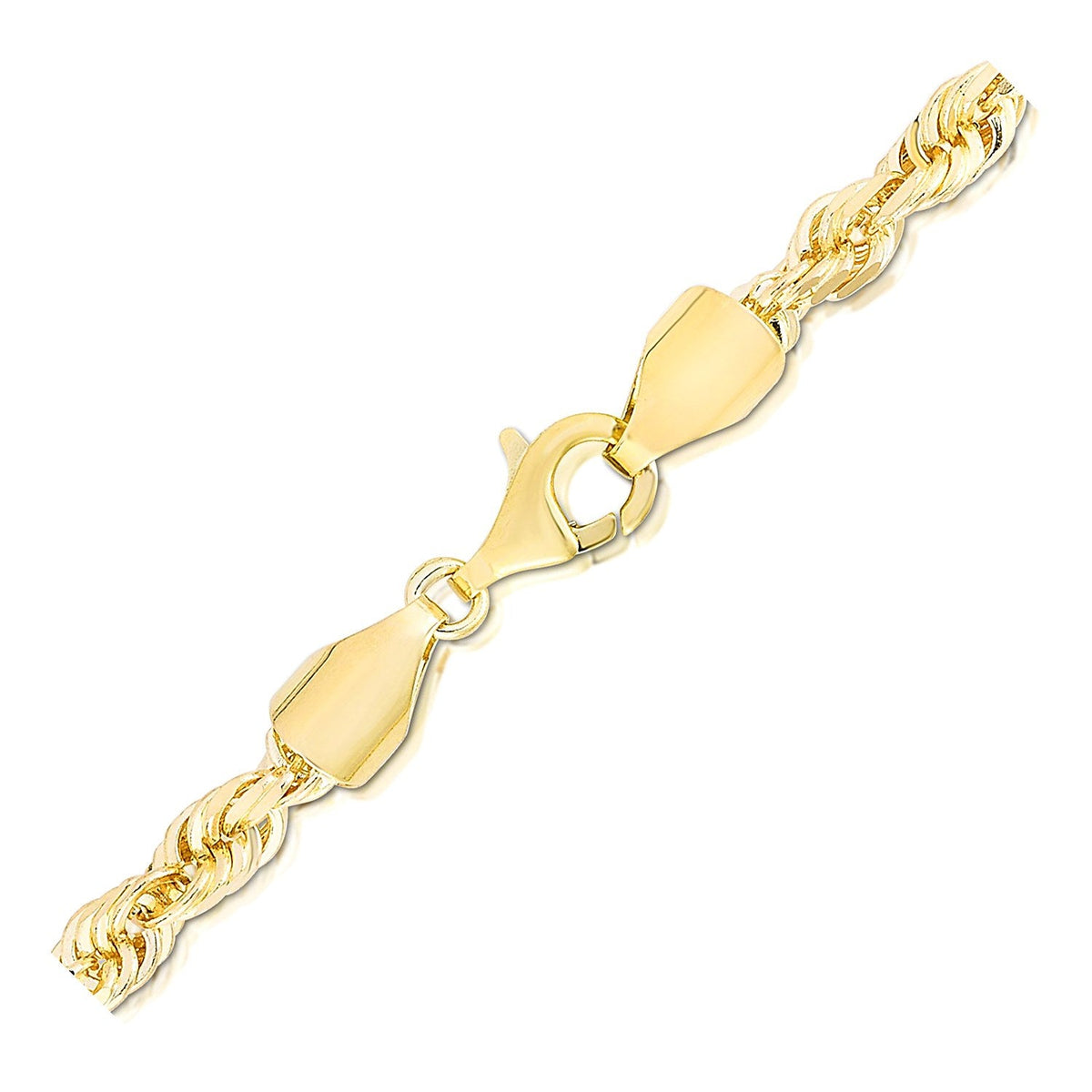 14k yellow gold solid diamond-cut rope bracelet, 5.00mm by Avera Group, view 2