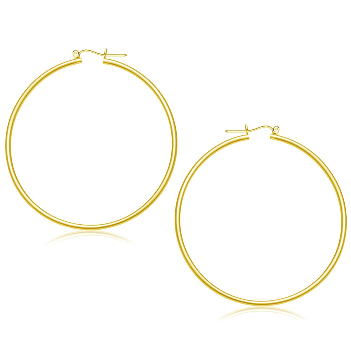 14k yellow gold 2 x 55mm polished hoop earrings by Avera Group