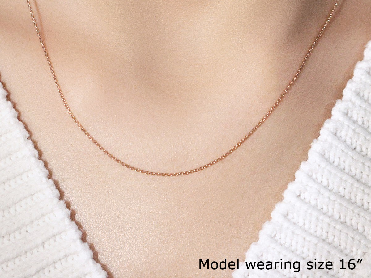 14k rose gold oval cable link chain, 0.97mm, by Avera Group, view 4