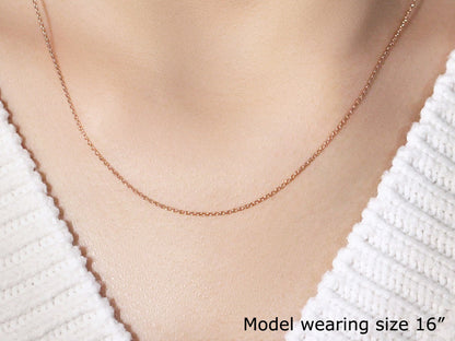 14k rose gold oval cable link chain, 0.97mm, by Avera Group, view 4