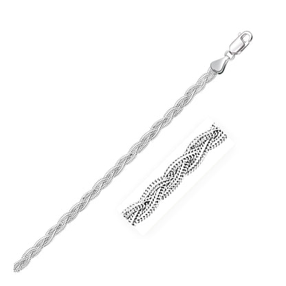 3.5mm braided foxtail anklet in 14k white gold by Avera Group