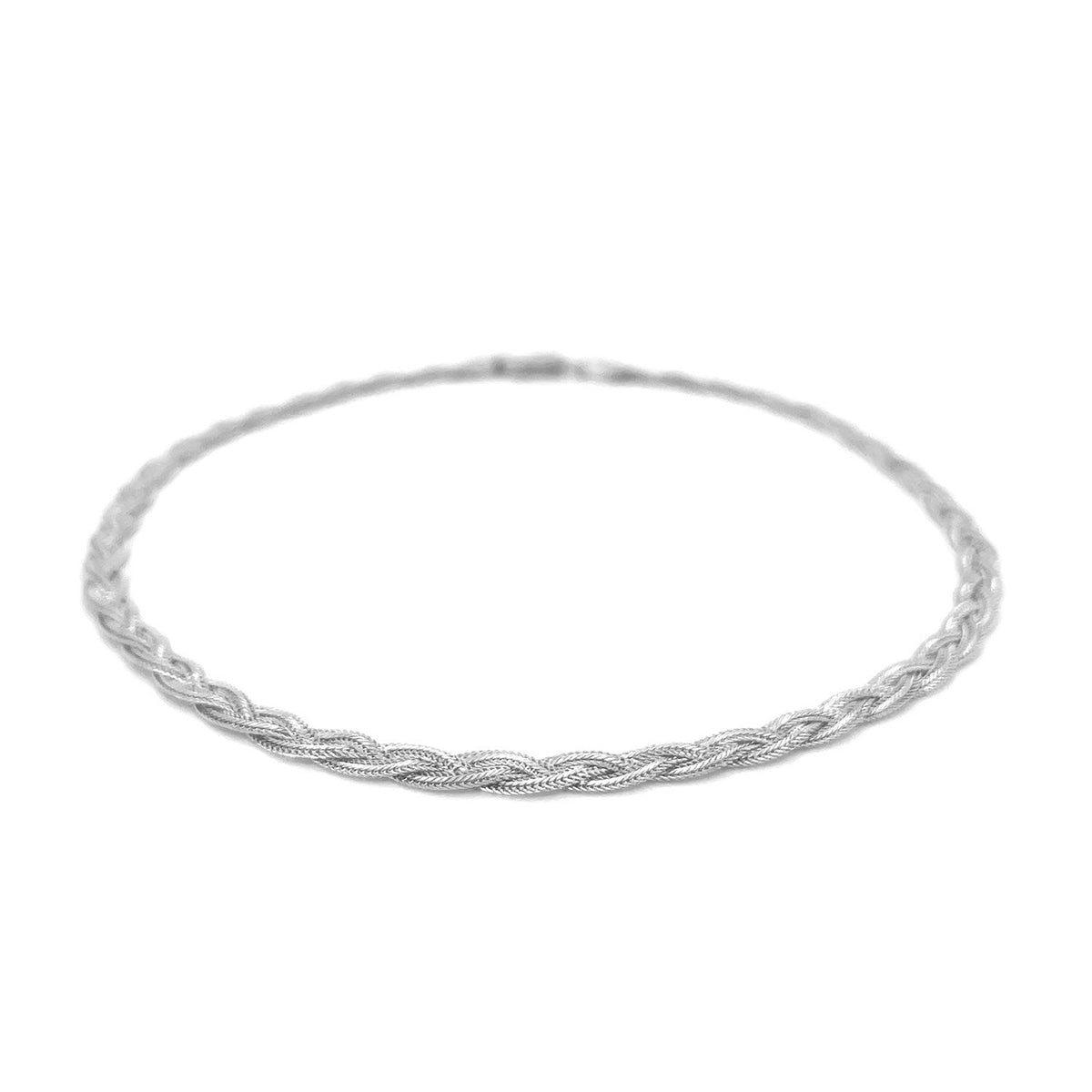 3.5mm braided foxtail anklet in 14k white gold by Avera Group, view 3