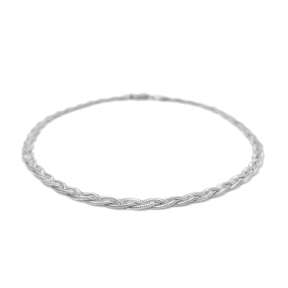 3.5mm braided foxtail anklet in 14k white gold by Avera Group, view 3