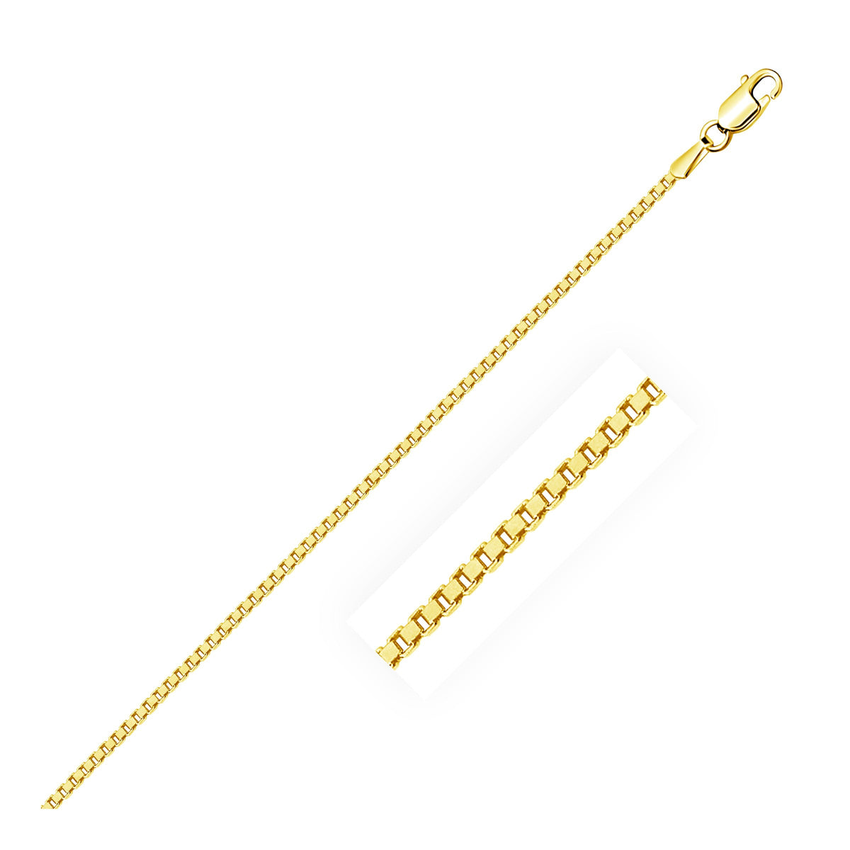 14k yellow gold classic box chain, 1.10mm, Avera Group