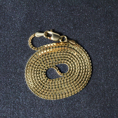14k yellow gold classic box chain, 1.10mm, Avera Group, view 6