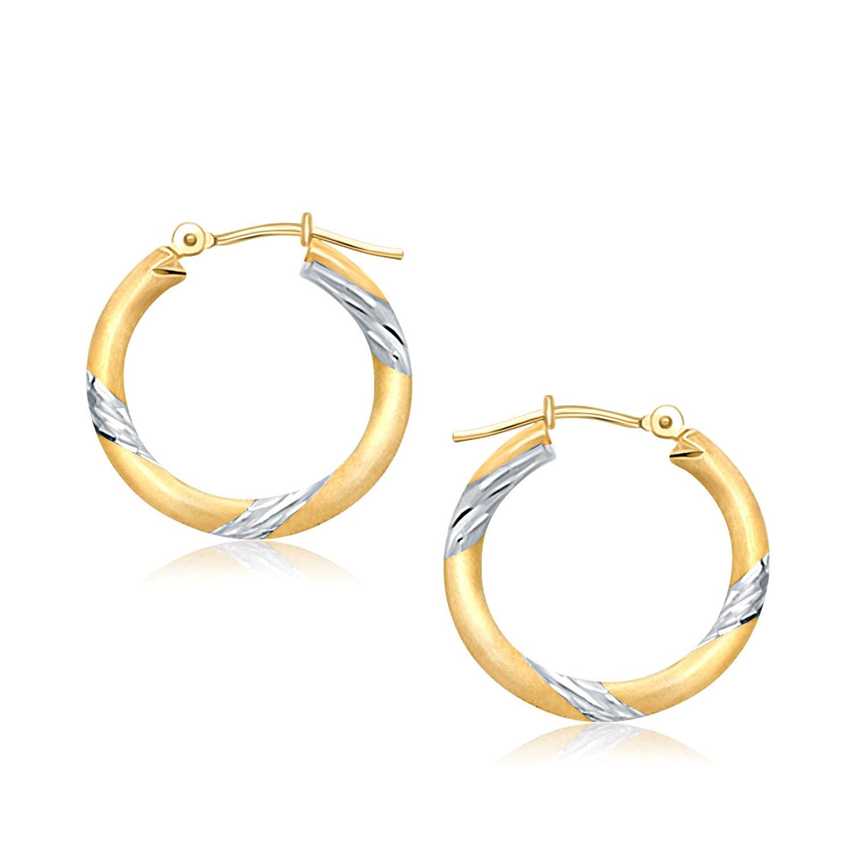 14k two-tone gold polished hoop earrings, 20mm, by Avera Group