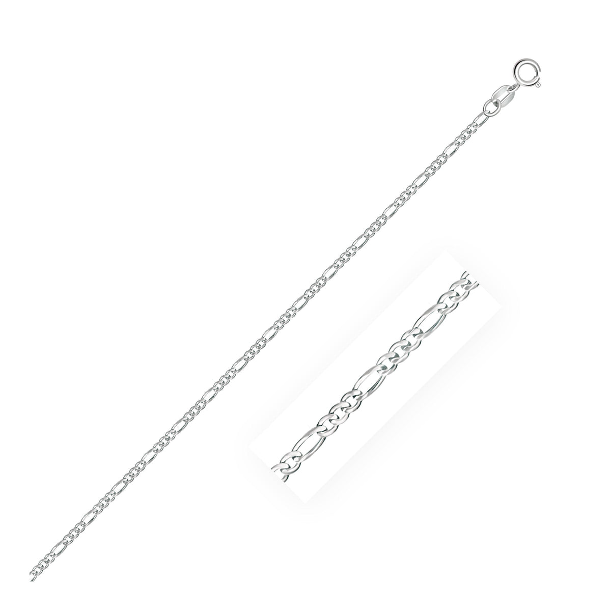 14k white gold solid Figaro chain 1.9mm by Avera Group