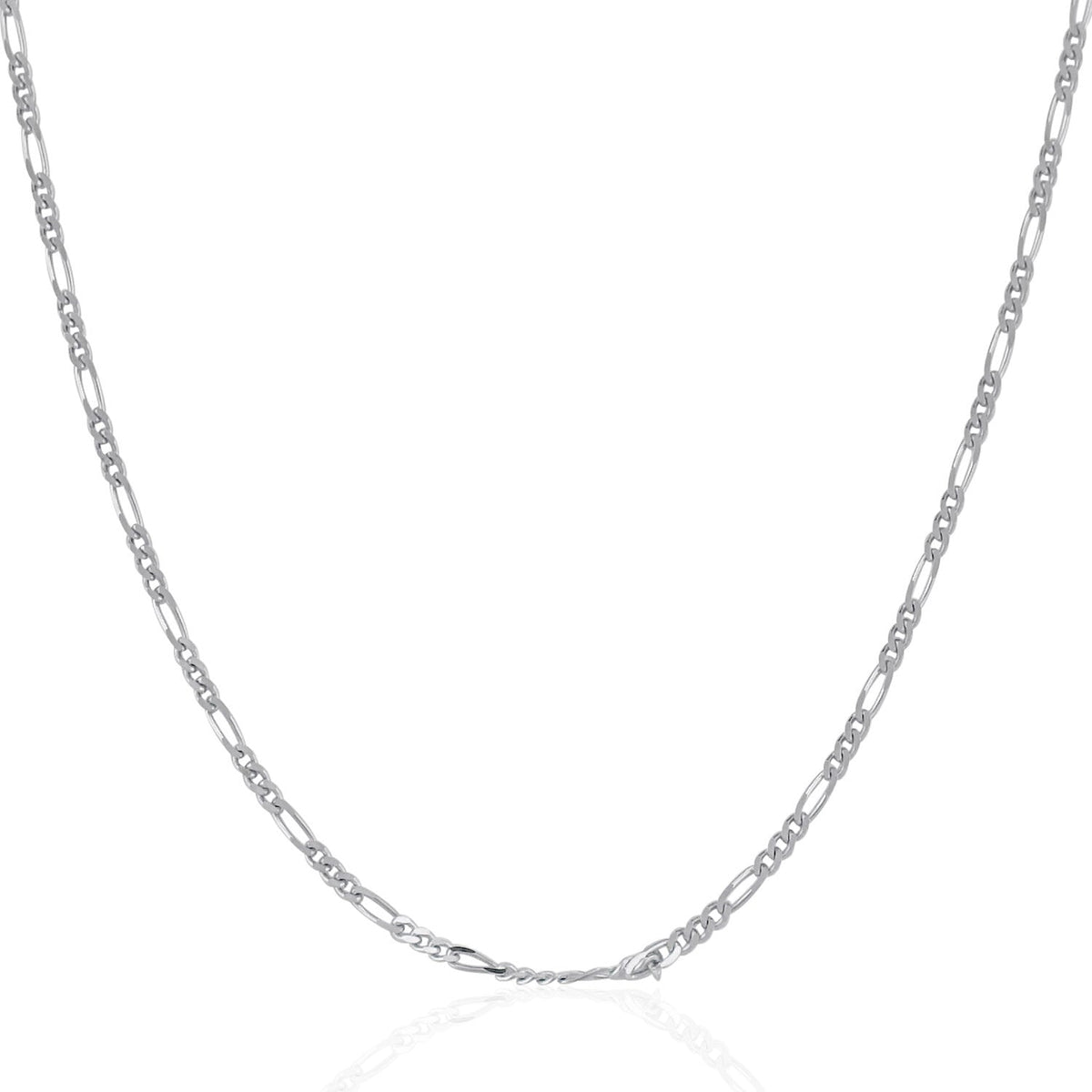 14k white gold solid Figaro chain 1.9mm by Avera Group, view 2