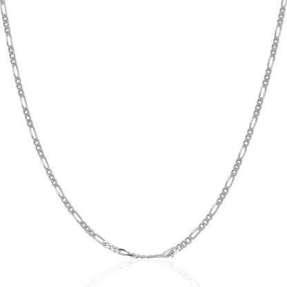 14k white gold solid Figaro chain 1.9mm by Avera Group, view 2