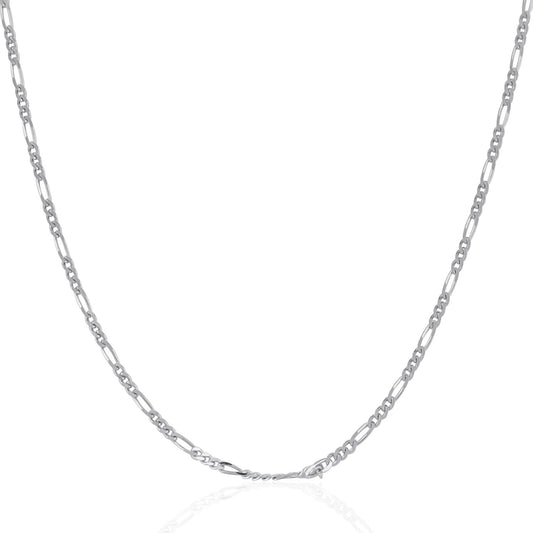 14k white gold solid Figaro chain 1.9mm by Avera Group, view 2