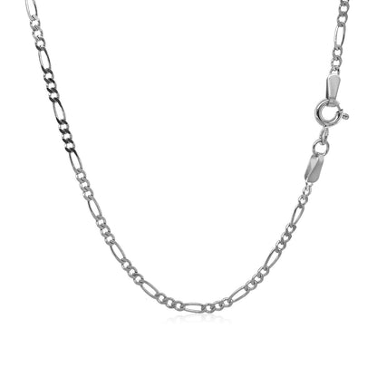 14k white gold solid Figaro chain 1.9mm by Avera Group, view 3
