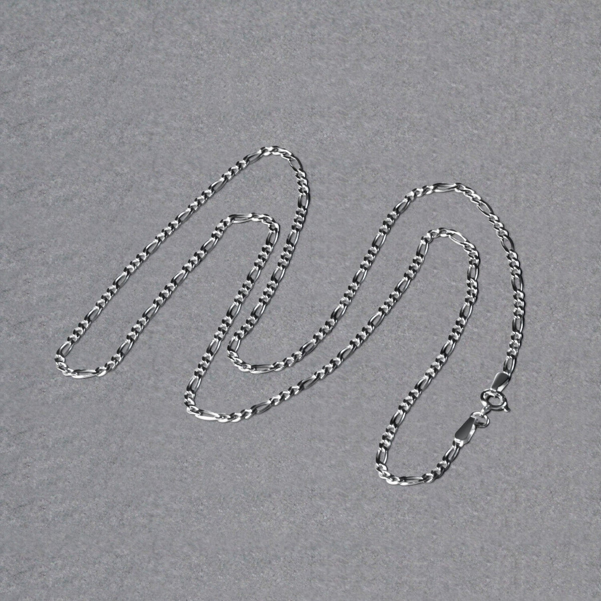 14k white gold solid Figaro chain 1.9mm by Avera Group, view 5