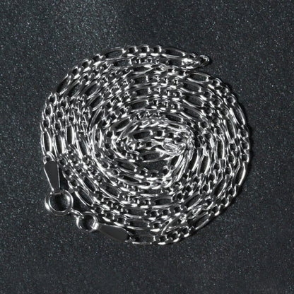 14k white gold solid Figaro chain 1.9mm by Avera Group, view 6