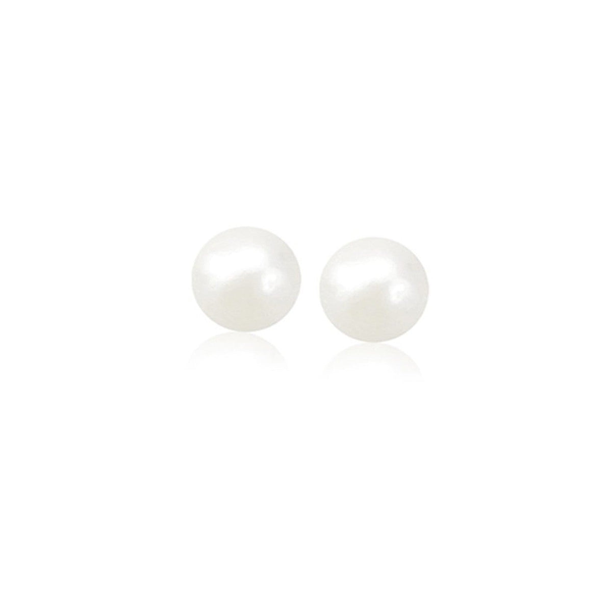 14k yellow gold 6mm freshwater cultured white pearl studs by Avera Group