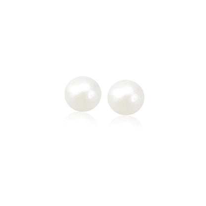 14k yellow gold 6mm freshwater cultured white pearl studs by Avera Group