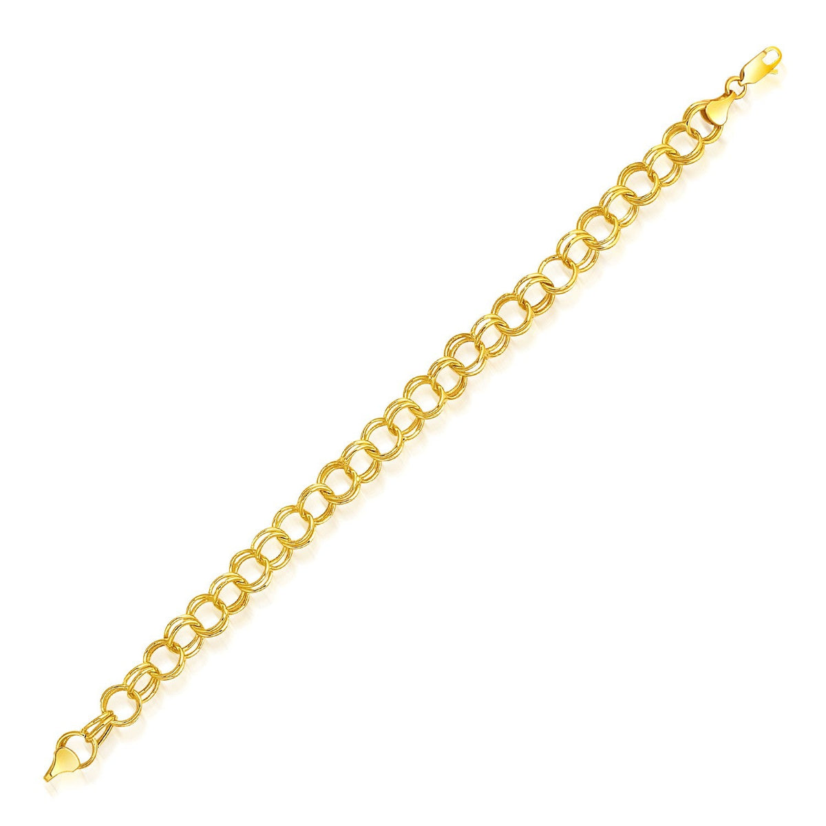 14k yellow gold lite link charm bracelet, 8mm by Avera Group