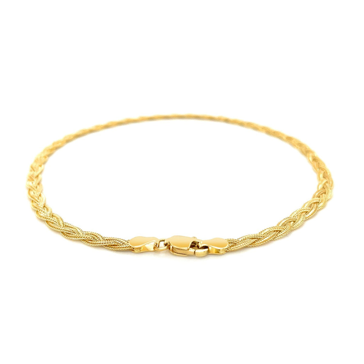 14k yellow gold braided bracelet 3.50mm, Avera Group, view 3