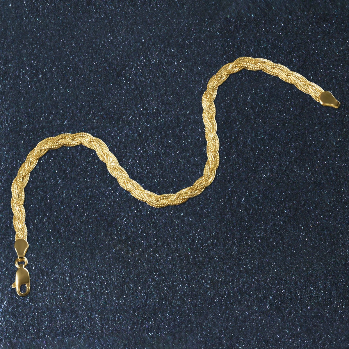 14k yellow gold braided bracelet 3.50mm, Avera Group, view 4