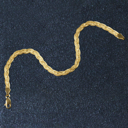 14k yellow gold braided bracelet 3.50mm, Avera Group, view 4