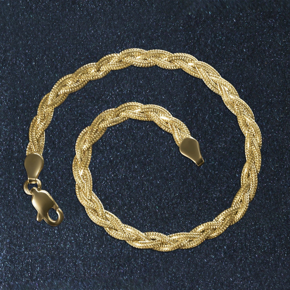 14k yellow gold braided bracelet 3.50mm, Avera Group, view 5