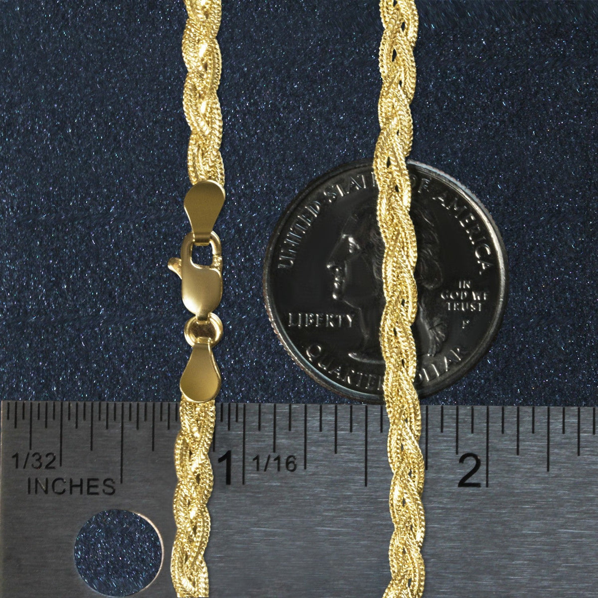 14k yellow gold braided bracelet 3.50mm, Avera Group, view 6