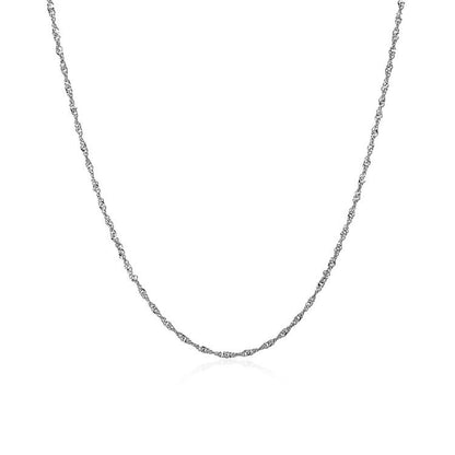 14k white gold Singapore chain with spring ring clasp by Avera Group, view 2