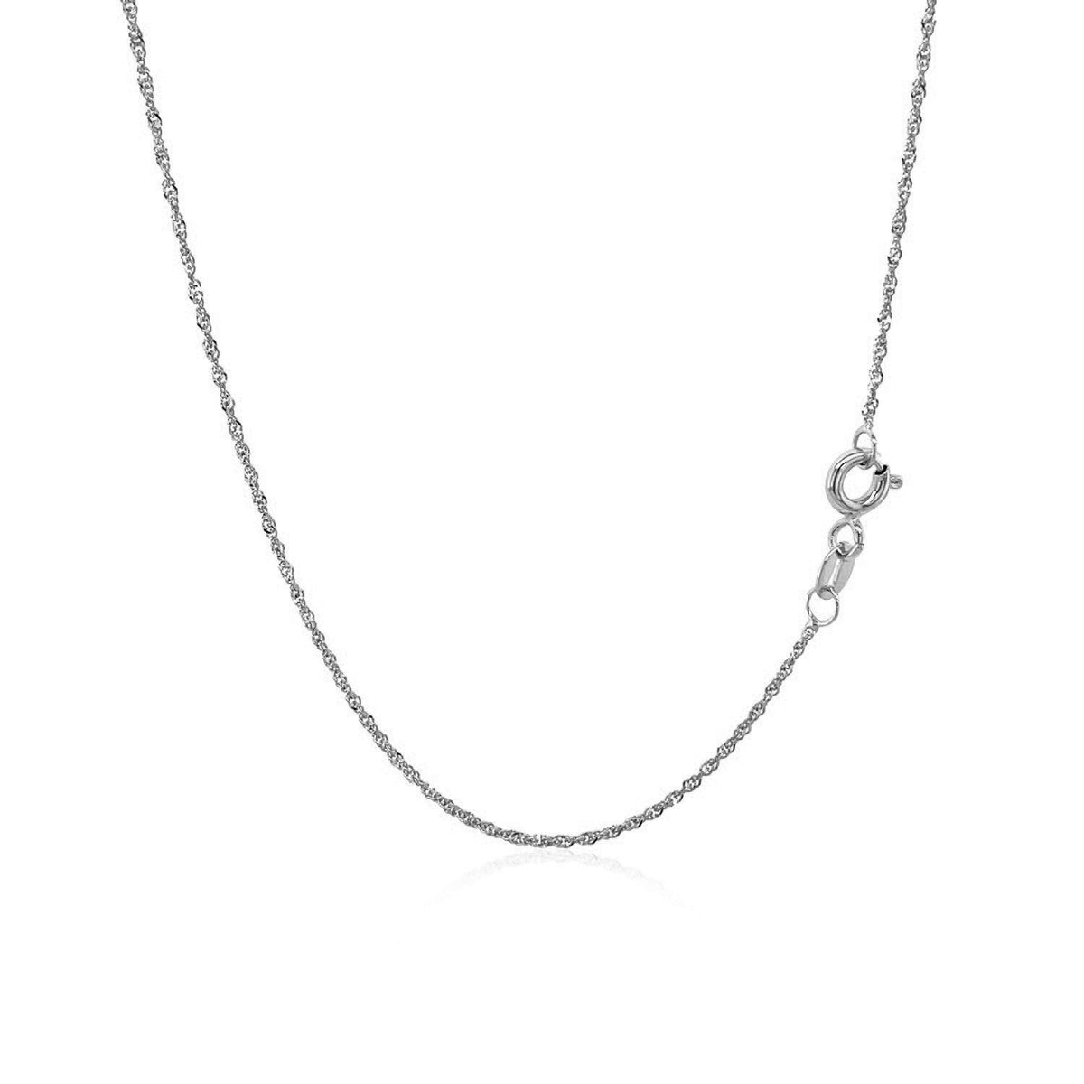 14k white gold Singapore chain with spring ring clasp by Avera Group, view 3