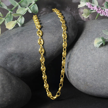 14k yellow gold 4.70mm puffed mariner link chain, Avera Group, view 5