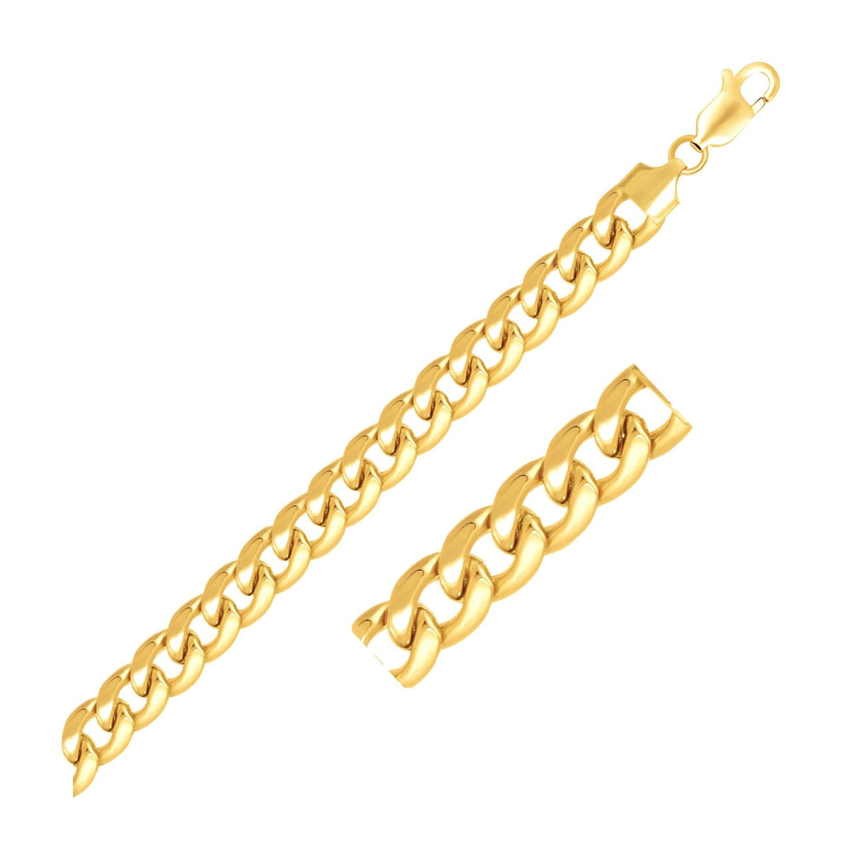 14k yellow gold solid Miami Cuban bracelet, 7.20mm by Avera Group
