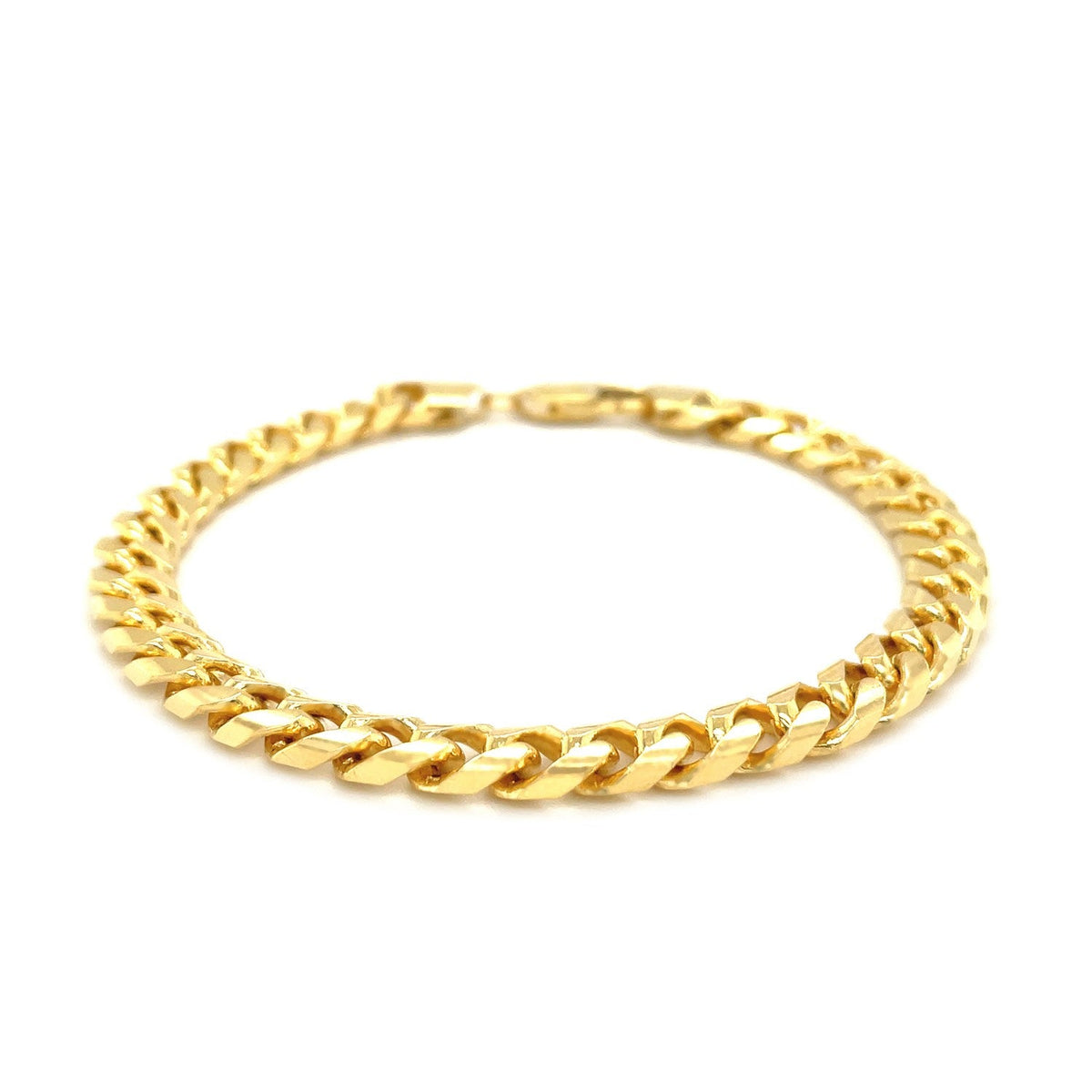 14k yellow gold solid Miami Cuban bracelet, 7.20mm by Avera Group, view 2