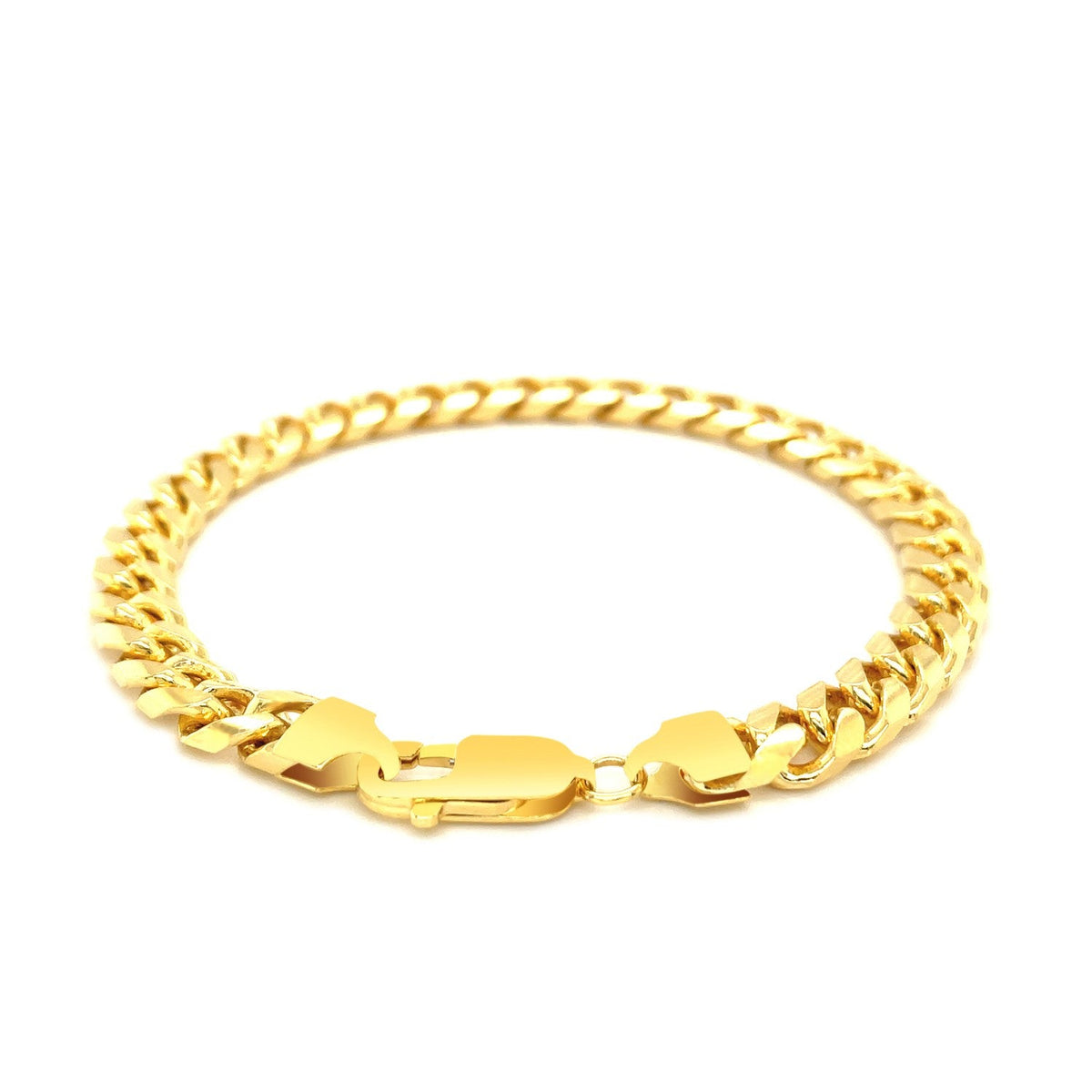 14k yellow gold solid Miami Cuban bracelet, 7.20mm by Avera Group, view 3