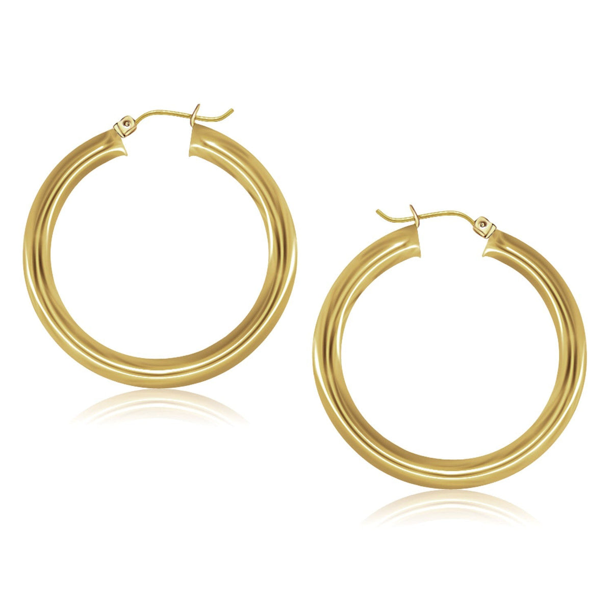 14k yellow gold 5 x 40mm polished hoop earrings by Avera Group