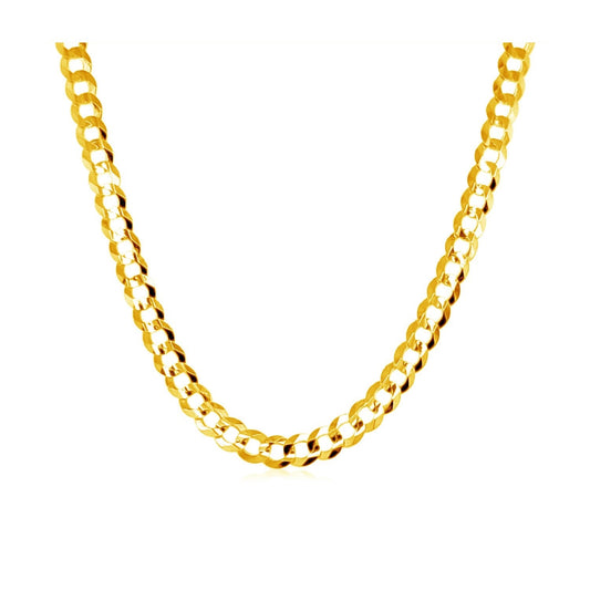 3.6mm solid curb chain in 14k yellow gold by Avera Group, view 2